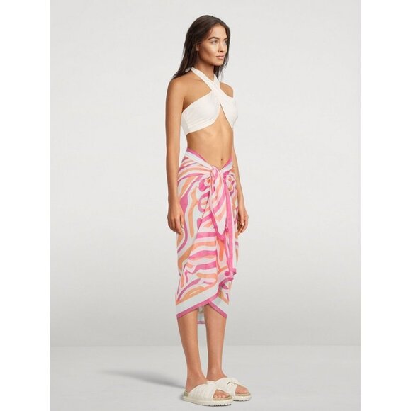 NWOT SOLID & STRIPED Pink Abstract Zebra Print Pareo Sarong Cover-Up, One Size - Picture 2 of 11